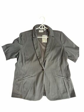 Susan Graver Short-Sleeve Black Single-Button Blazer